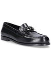 V Logo Chain Leather Loafers Black - VALENTINO - BALAAN 5