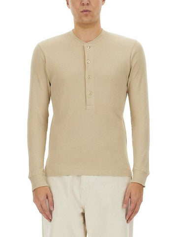 Tom Ford Ribbed "Henley" T-Shirt - TOM FORD - BALAAN 1