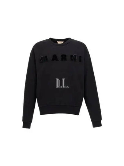 Fur Effect Logo Cotton Sweatshirt Black - MARNI - BALAAN 2