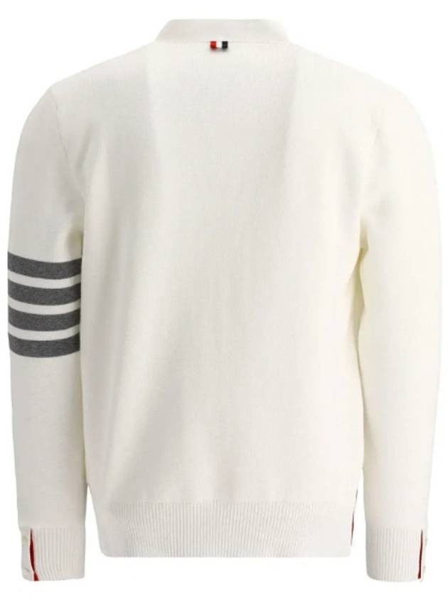 Milano Stitch 4 Bar Cardigan White - THOM BROWNE - BALAAN 3