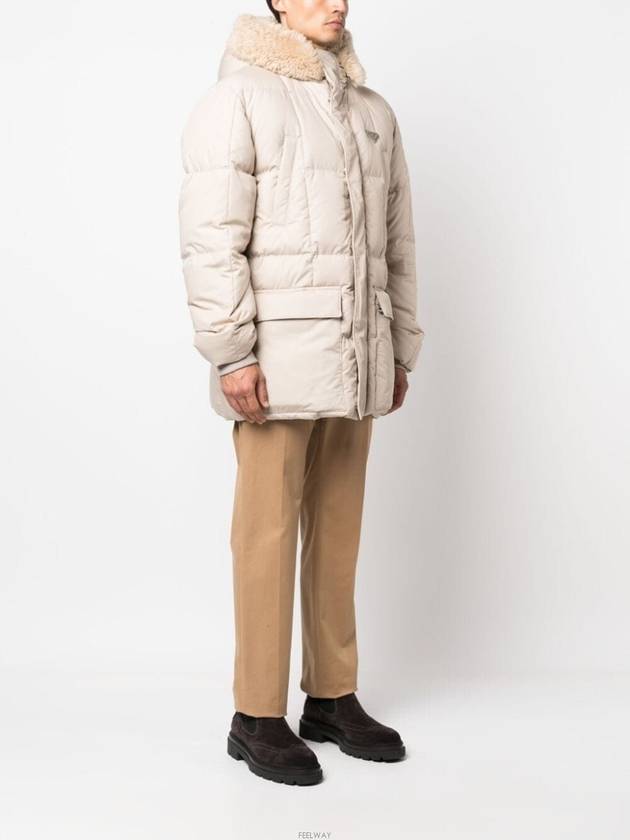 Triangle Logo Goose Down Padded Jacket Ivory - PRADA - BALAAN 3