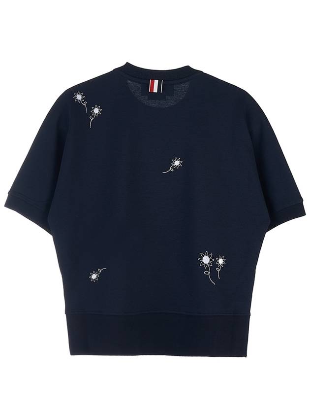 Embroidered Flower Dolman Short Sleeve T-Shirt Navy - THOM BROWNE - BALAAN 3