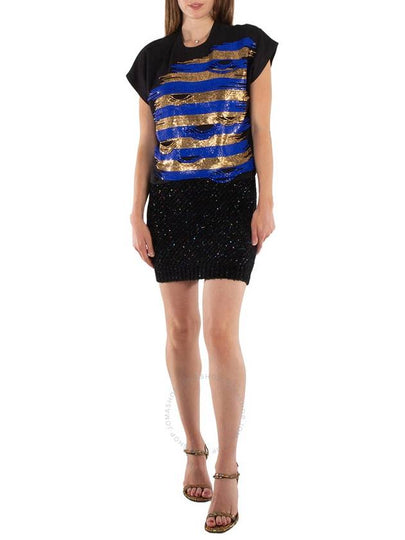 Balmain Sequin-Embellished High-Waist Knitted Mini Skirt, Brand Size 38 (US Size 6) - BALMAIN - BALAAN 2