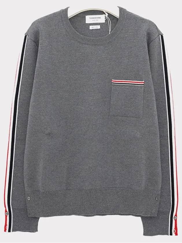 Men's Stripe Wool Knit Top Grey - THOM BROWNE - BALAAN 4