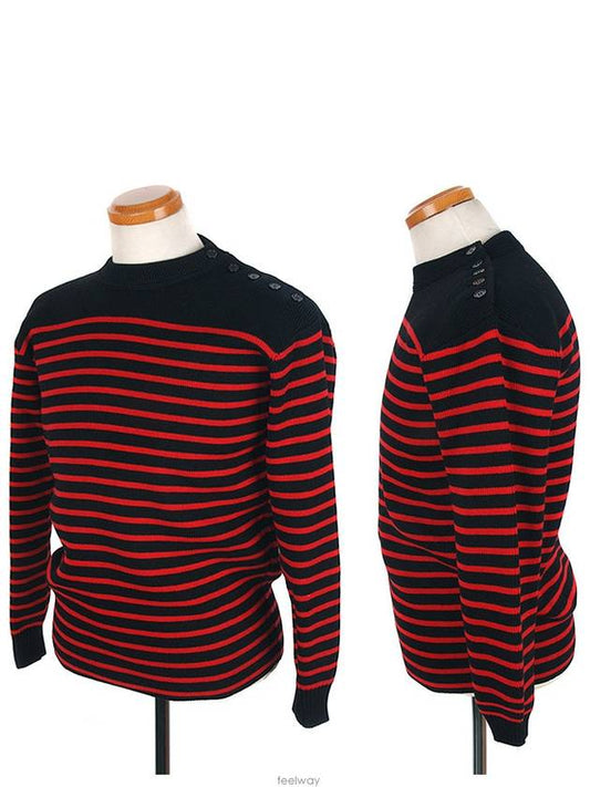 Striped Ranaul Knit Top Black Red - SAINT LAURENT - BALAAN 2