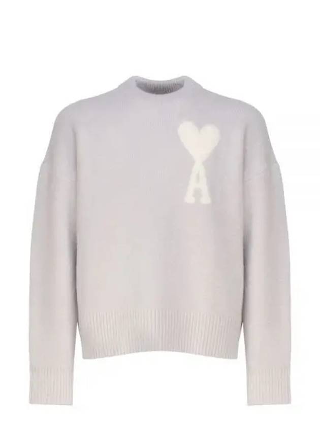 Intarsia Heart Logo Knit Top Earl Grey Ivory - AMI - BALAAN 2