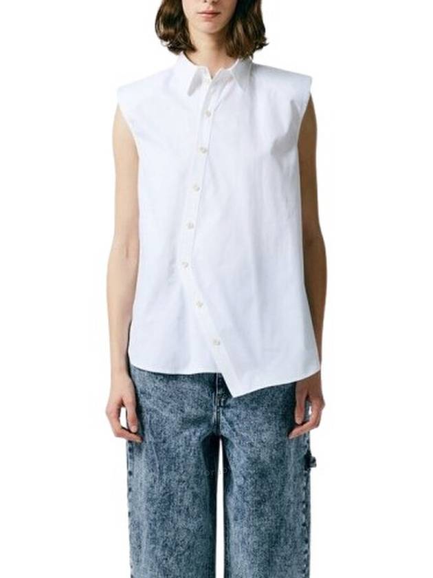 Tibi Eco Shirting Sleeveless Shoulderpad Shirt, Size 4 - TIBI - BALAAN 1