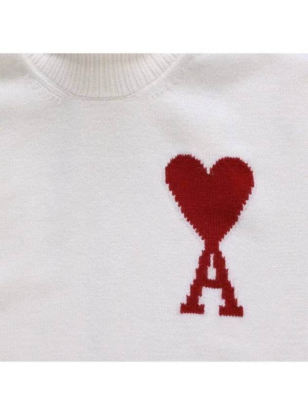 Intarsia Heart Logo Turtleneck White - AMI - BALAAN 4