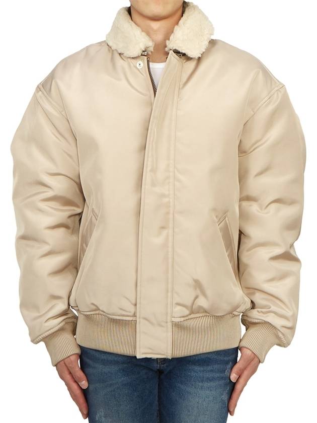 Shearling Collar Bomber Jacket Beige - ACNE STUDIOS - BALAAN 4