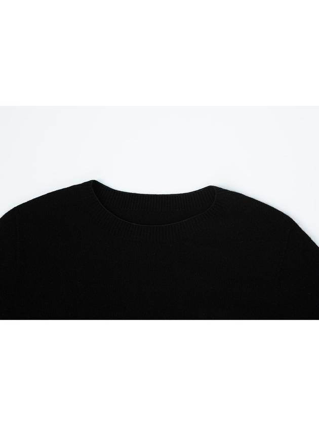 100% Wool Round Neck Sleeve Sweater Black C3KPO74BK - CALLAITE - BALAAN 5