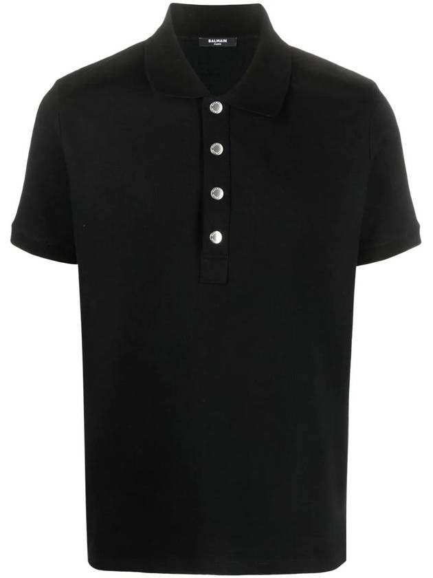 Balmain Piqué Polo Shirt With Monogram Motif - BALMAIN - BALAAN 1