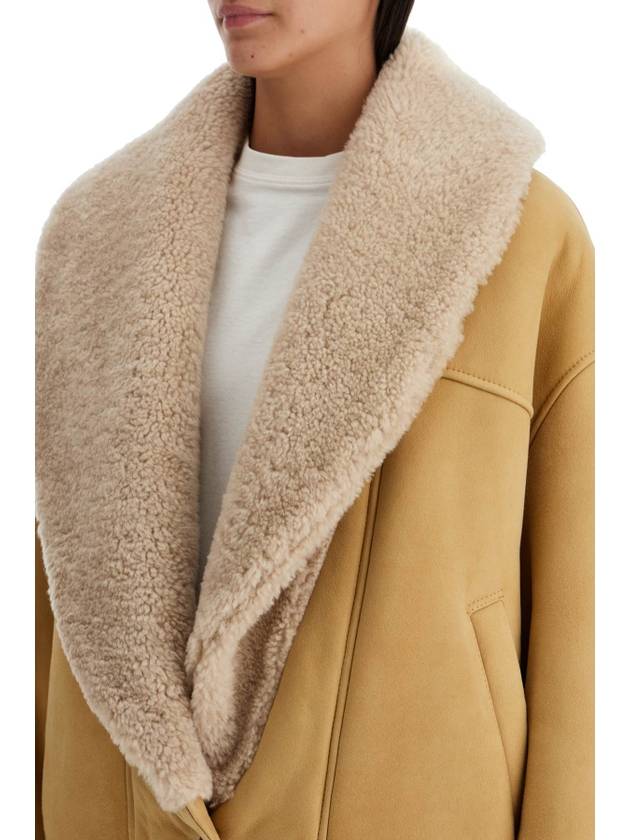 Wide shearling shawl collar sheepskin jacket brown - GOLDEN GOOSE - BALAAN 5