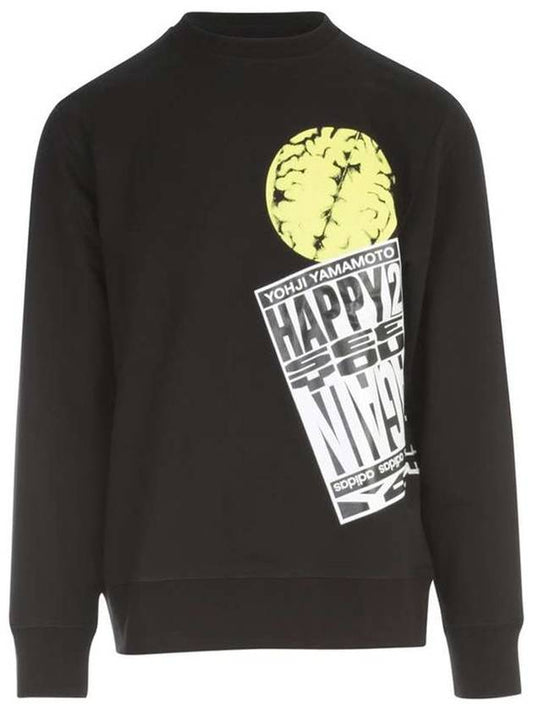 Graphic Print Cotton Sweatshirt Black Hf7068 - Y-3 - BALAAN 1