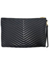 Women s Saint Laurent 440222 Black Matelasse Monogram Document Holder Strap Clutch gt Pouch Gangbuk used luxury goods - SAINT LAURENT - BALAAN 4