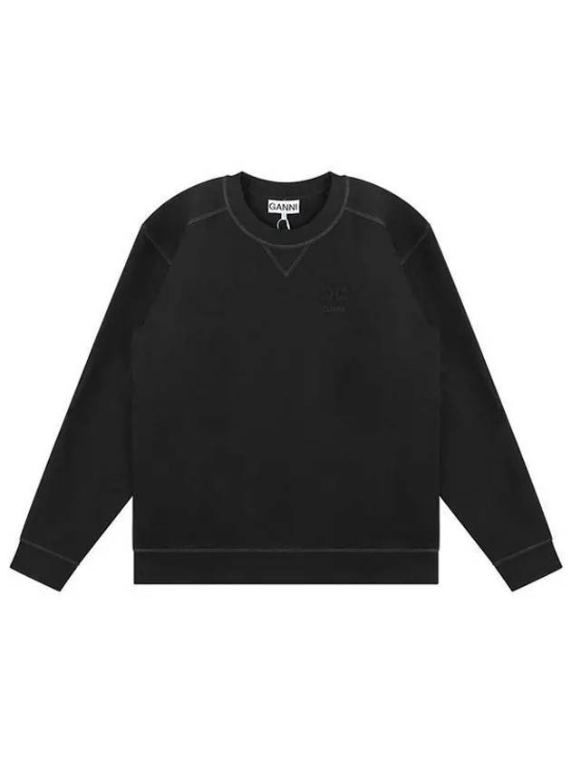 Isoli Drop Shoulder Sweatshirt Black - GANNI - BALAAN 2