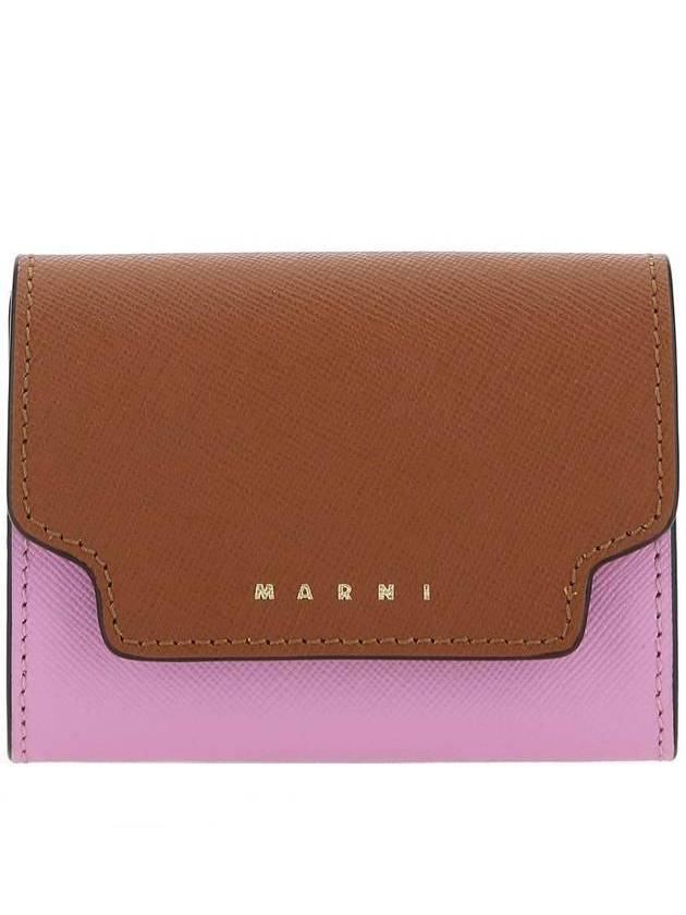 Saffiano Leather Card Wallet Brown - MARNI - BALAAN 1