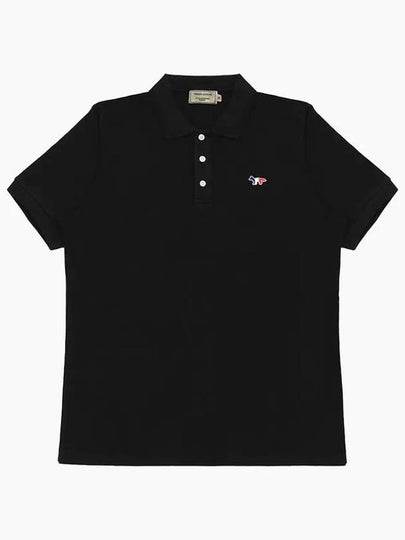 Tricolor Fox Patch Short Sleeve Polo Shirt Black - MAISON KITSUNE - BALAAN 2