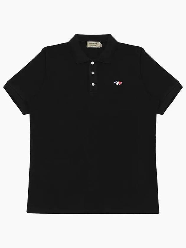 Tricolor Fox Patch Short Sleeve Polo Shirt Black - MAISON KITSUNE - BALAAN 3