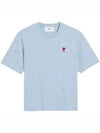 Small Heart Logo Boxy Fit Short Sleeve T-Shirt Light Blue - AMI - BALAAN 2