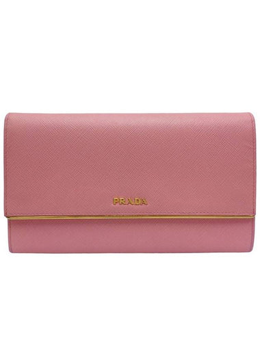 Women s 1MH311 Pink Saffiano Leather Clutch - PRADA - BALAAN 1