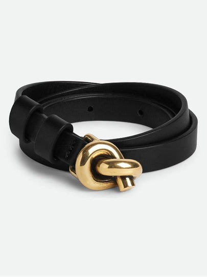 Women's Noted Leather Belt Black - BOTTEGA VENETA - BALAAN 2