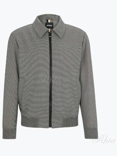 Houndstooth Wool Blend Zip-Up Jacket Grey - HUGO BOSS - BALAAN 2