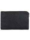 Intrecciato Weaving Zipper Clutch Bag Black - BOTTEGA VENETA - BALAAN 2