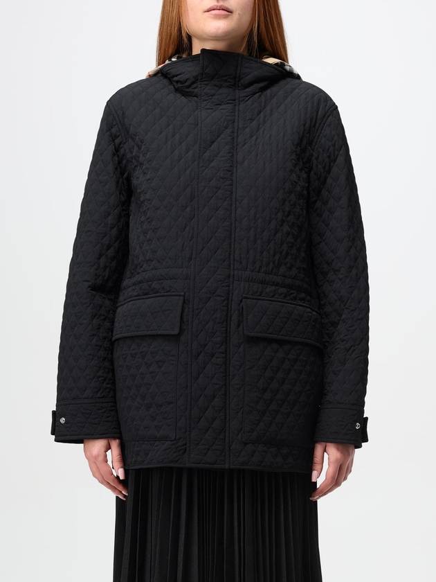 Check Hooded Quilted Jacket Black - BURBERRY - BALAAN 2