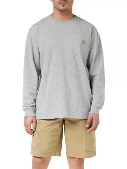 Heavyweight Pocket Loose Fit Long Sleeve T-Shirt Heather Grey - CARHARTT - BALAAN 2