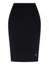 Women's Embroidered Logo Wool Pencil Skirt Black - VIVIENNE WESTWOOD - BALAAN 2