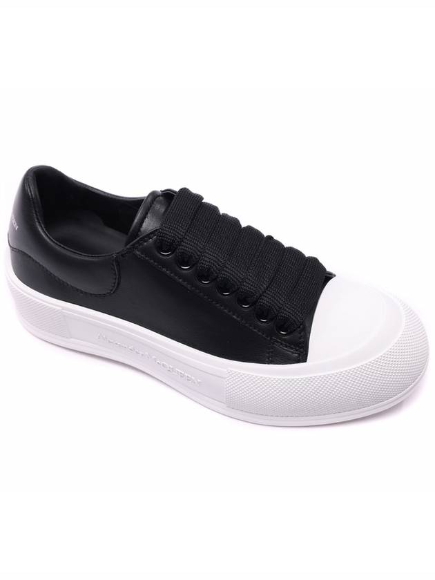 Deck Plimsol Leather Low Top Sneakers Black - ALEXANDER MCQUEEN - BALAAN 4