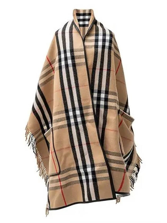 ExaGGerated Check Wool Cashmere Cape Archive Beig - BURBERRY - BALAAN 2