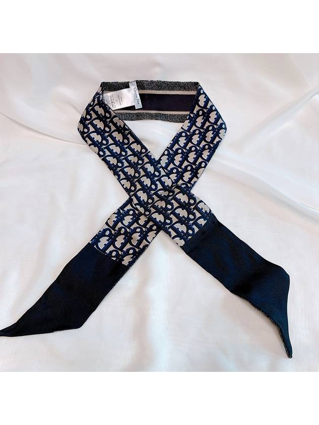 Oblique Mitzah Silk Twill Scarf Navy - DIOR - BALAAN 6