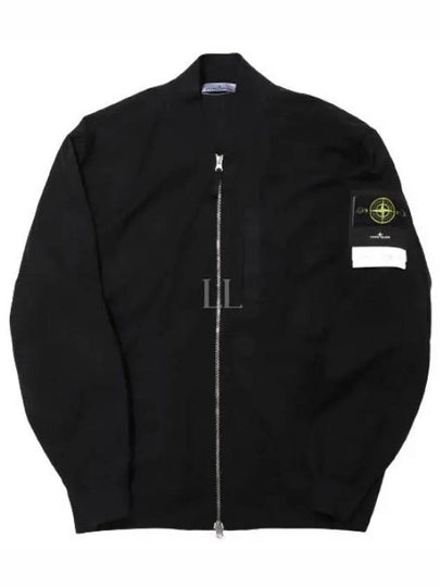 Men's Cupro Cotton Twill TC Bomber Jacket Black - STONE ISLAND - BALAAN 2