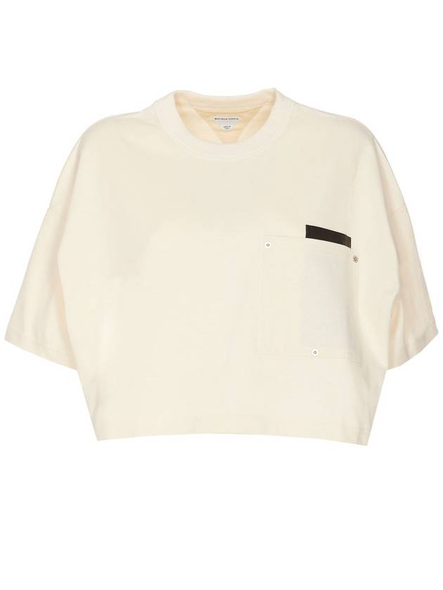 Croptop Cotton Short Sleeve T-Shirt Ivory - BOTTEGA VENETA - BALAAN 5