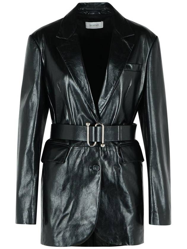 Sportmax 'Teoria' Black Leather Jacket - MAX MARA SPORTMAX - BALAAN 1