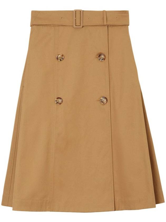 Belted Double Button A-Line Skirt Brown - BURBERRY - BALAAN 2