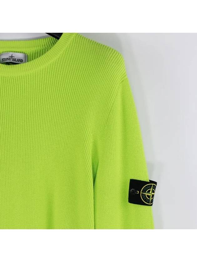 Men's Ribbed Soft Cotton Crewneck Knit Top Lemon - STONE ISLAND - BALAAN 3