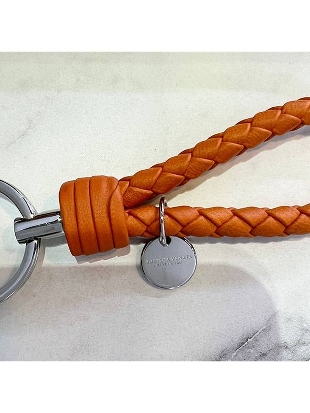 Intrecciato Leather Key Holder Orange - BOTTEGA VENETA - BALAAN 5