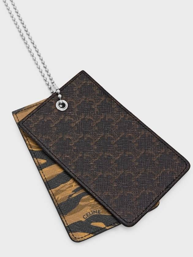 Duo Card Wallet Necklace Camouflage Print Triomphe Canvas - CELINE - BALAAN 2