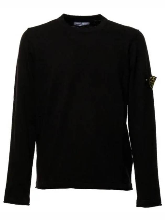 Wappen Patch Crew Neck Knit Top Black - STONE ISLAND - BALAAN 5