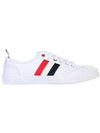 Three Stripe Tab Leather Low Top Sneakers White - THOM BROWNE - BALAAN 1