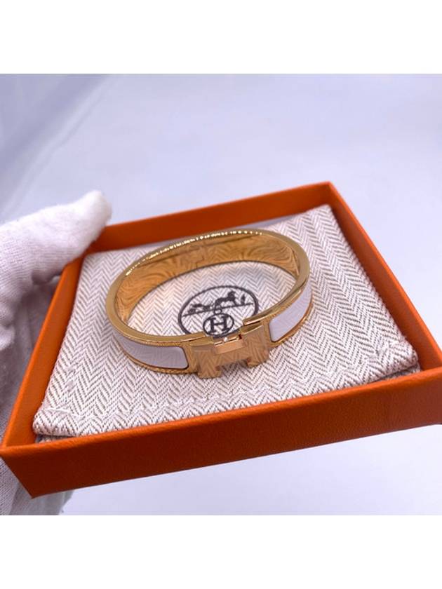 Clic H Bracelet Rose Gold Blanc - HERMES - BALAAN 5