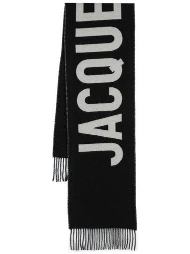 Lecharpe Fringe Logo Virgin Wool Muffler Black - JACQUEMUS - BALAAN 1