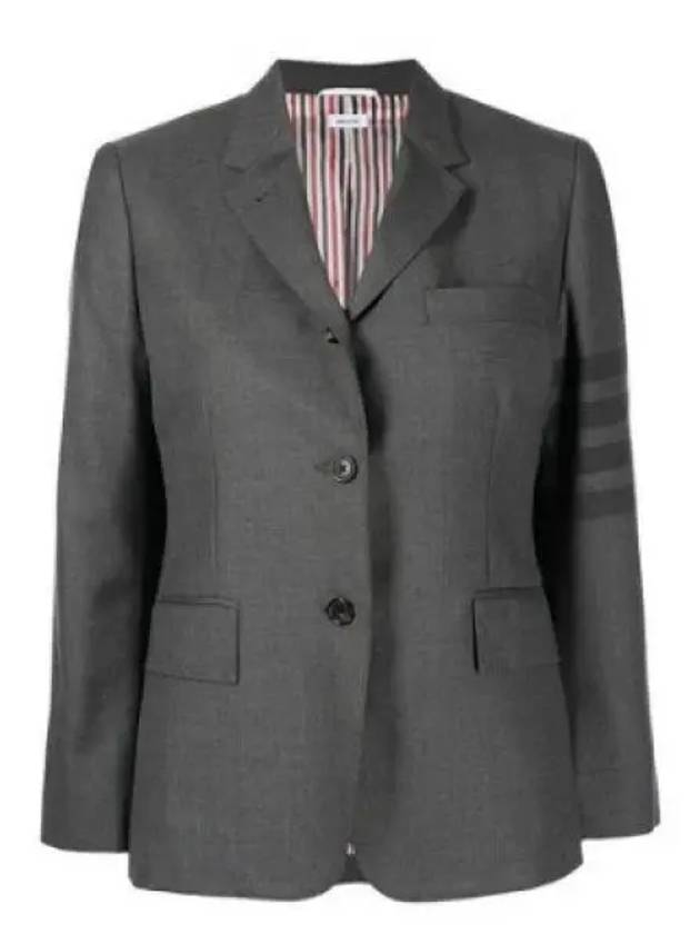 Women's Diagonal Stripe Single Breasted Wool Blazer Jacket Grey - THOM BROWNE - BALAAN 2