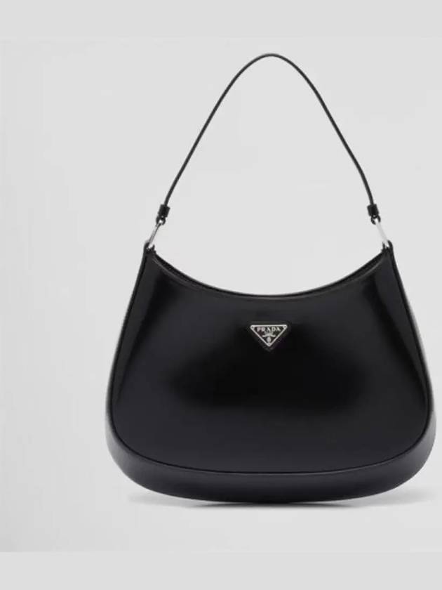 Triangular Logo Cleo Brushed Leather Shoulder Bag Black - PRADA - BALAAN 2