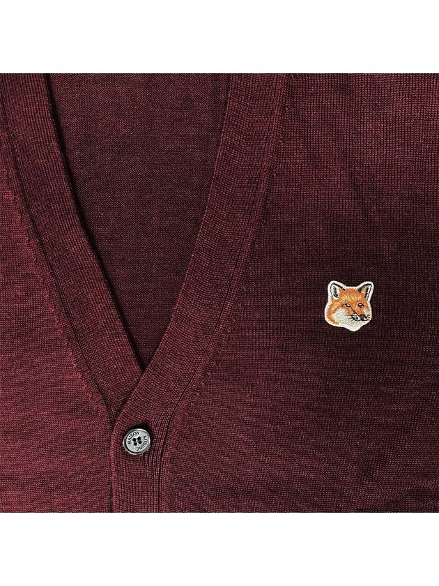 Fox Head Patch Classic Wool Cardigan Wine - MAISON KITSUNE - BALAAN 5