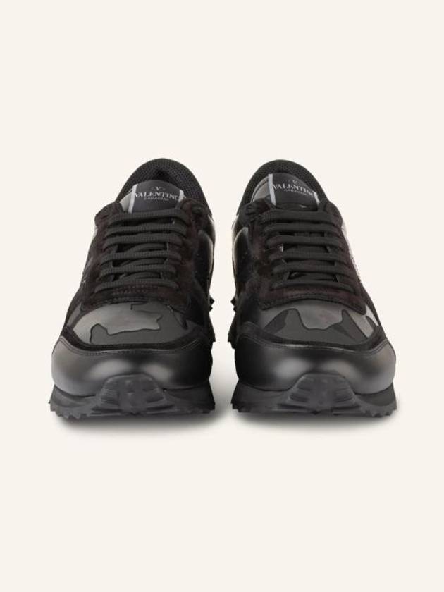 Rock Runner Lace-Up Low Top Sneakers Black - VALENTINO - BALAAN 4