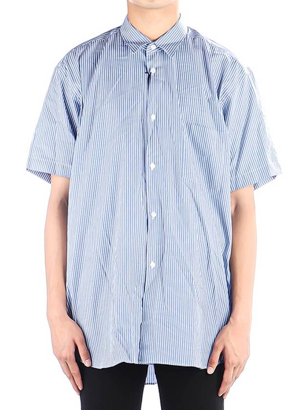 Pocket Striped Cotton Short Sleeve Shirt Blue - COMME DES GARCONS - BALAAN.