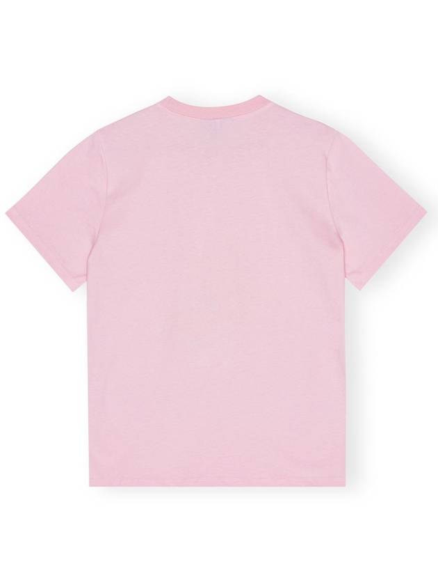 Logo Applique Graphic Print Short Sleeve T Shirt Pink - GANNI - BALAAN 7